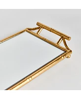 Daphne Narrow Decorative Mirrored Tray With Handles