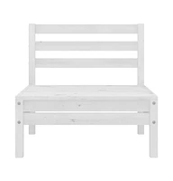 Patio Middle Sofa White Solid Pinewood