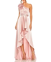 Mac Duggal Women's Ruffled One Shoulder Cut Out Hi-Low Gown