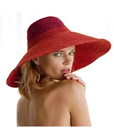 Riri Duo Jute Handwoven Straw Hat In Red & Maroon