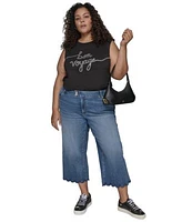 Karl Lagerfeld Paris Plus Size Bon Voyage Graphic T Shirt High Rise Scalloped Hem Jeans
