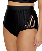 Becca Etc Women's Castaway Textured High Waist Bikini Bottoms