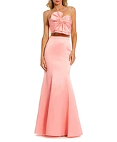 Mac Duggal Women's Strapless Bow Top and Mermaid Skirt 2 Piece Set