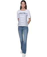 Karl Lagerfeld Paris Petite Sequined Striped Knit Top