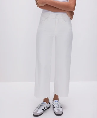 Good American Women's Waist Cropped Palazzo Jeans