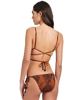 Red Carter Womens Strappy Back Triangle Bikini Top Hipster Bikini Bottoms