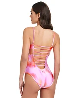 Red Carter Women's Cross-Side-Cut-Out Maillot One Piece Swimsuit
