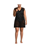 Lands' End Plus Open Knit Cover-up Dress