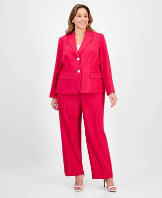 Le Suit Plus Crepe Two-Button Jacket & Pull-On Pantsuit