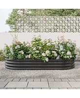 Raised Garden Bed Outdoor, Oval Large Metal Raised Planter Bed for for Plants, Vegetables