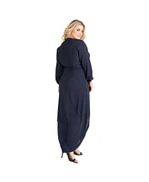 Standards & Practices Plus Tulip High Low Chiffon Wrap Dress Maxi Length