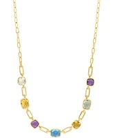 Effy Multi-Gemstone Bezel 18" Collar Necklace (8-3/8 ct. t.w.) in 14k Gold-Plated Sterling Silver