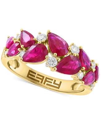 Effy Ruby (3 ct. t.w.) & Diamond (1/4 ct. t.w.) Pear Cluster Ring in 14k Gold