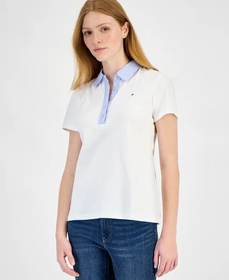 Tommy Hilfiger Women's Pique-Knit Striped-Collar Polo