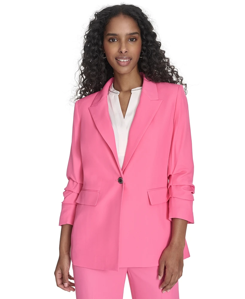Calvin Klein Petite 3/4-Sleeve One-Button Blazer