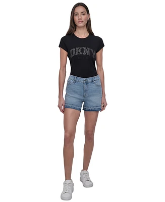 Dkny Jeans Women's Mid-Rise Released-Hem Denim Shorts - Kx7