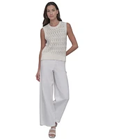 Dkny Jeans Women's Cotton Pointelle-Knit Sleeveless Sweater