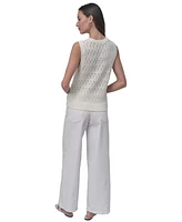 Dkny Jeans Women's Cotton Pointelle-Knit Sleeveless Sweater