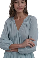 Dkny Jeans Women's Cotton Split-Neck Tiered Dress