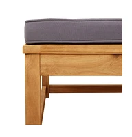 Patio Footstool with Cushions Solid Wood Acacia