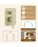 Casainc Led Light Pressure-balanced Valve Included All-In-One Kit with Rough In-Valve Thermostatic Shower System