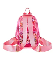 Packed Party Pink Mini Clear Confetti Backpack Women's Small Fashion Shoulder Bag Great for Ladies at Work, Travel, and the Beach