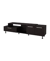 Fm Furniture Liberty Entertainment Center with Drop-Down Door, Adjustable Legs, Open Storage, and Two Side Cabinets, Wengue