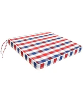 Square Indoor/Outdoor Seat Cushions with Ties - Set of Two 17-Inch Square Chair Pads - Fits a Variety of Dining and Patio Chairs