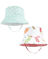 Hudson Baby Girls 4Pc Sun Protection Hat, Flamingo Rainbow Stripe Ice Cream Dot, 12-24 Months