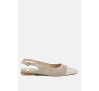 Uwaha Genuine Leather & Real Suede Slingback Flats