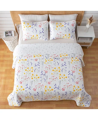 Linery & Co. Colorful Floral Microfiber Quilt Set With Shams