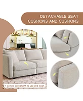 Three Indoor Cushioned Combination Sofas with Pillows and Curved Seat, for Living Room, Study Apartment
