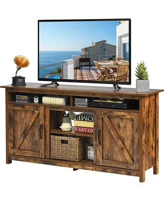 60"Industrial Tv Stand Entertainment Center with Shelve and Cabinet