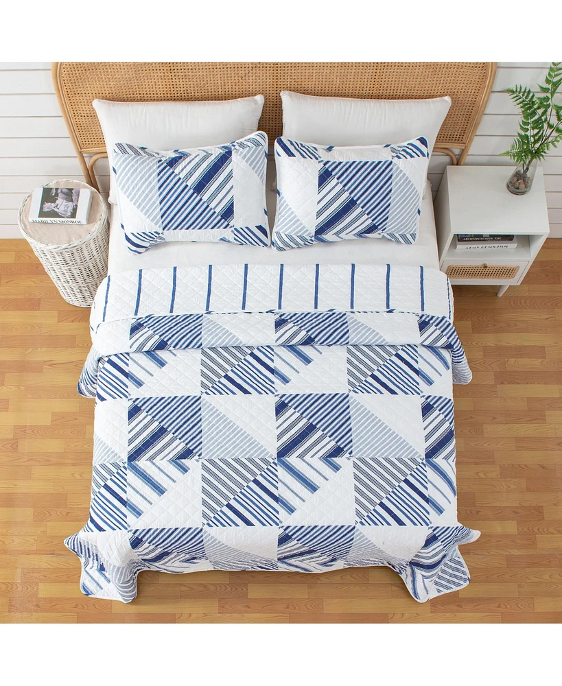 Linery & Co. Patchwork Stripe Microfiber Quilt Set With Shams