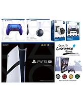 Sony Playstation 5 Pro Bundle with White Pulse Headset, Extra Volcanic Red Controller, Fps Grip Kit, Dual Charge Dock and MightySkins Decal Voucher Pl