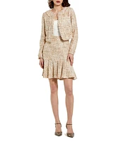Mac Duggal Women's High Waist Pleated Boucle Mini Skirt