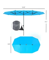 Outsunny 15ft Patio Umbrella Solar Lights UPF50+ Outdoor