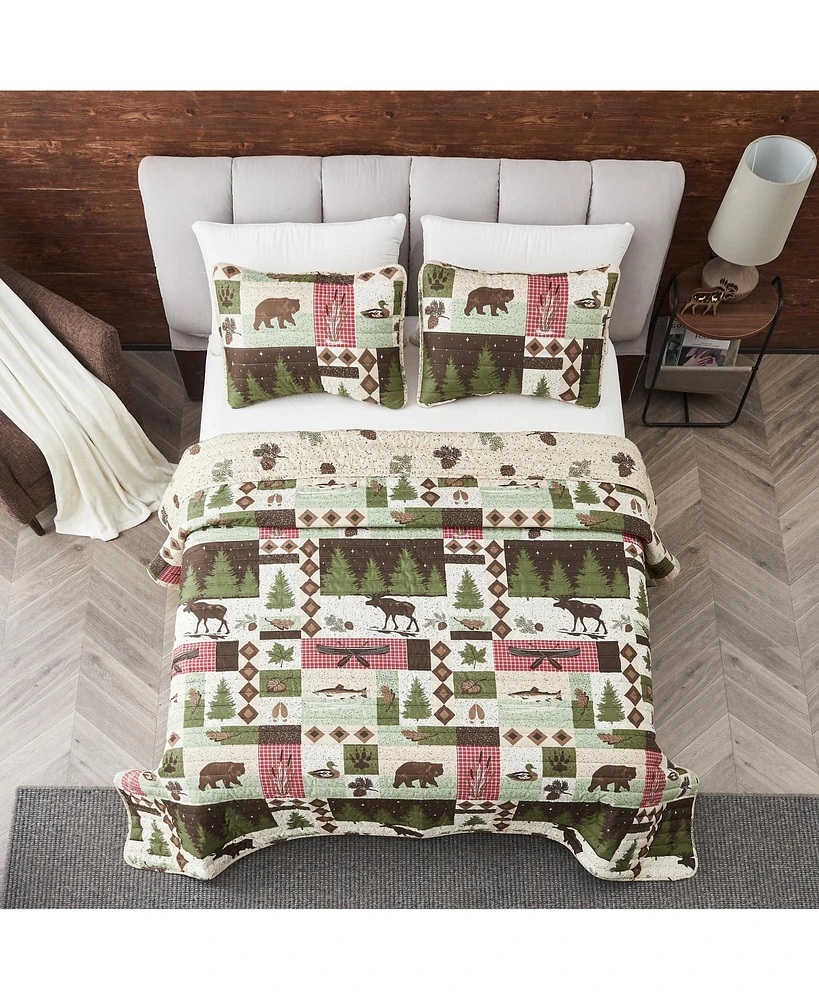 Linery & Co. Wildlife Patchwork Microfiber Quilt Set With Shams