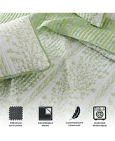 Linery & Co. Floral Striped Microfiber Quilt Set With Shams