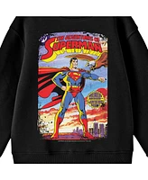 Superman Boys Distressed Comic Cover No. 424 Crew Neck Long Sleeve Black Youth Tee
