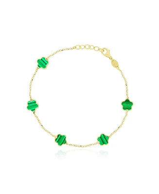The Lovery Malachite Flower Bracelet 14K Gold