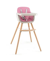 Gouun 3-in-1 Convertible Wooden High Chair with Cushion