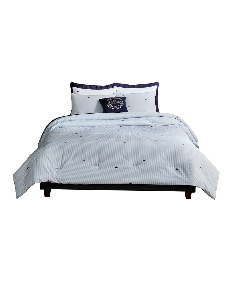 Lacoste Home Pinstripe Croc Cotton -Pc. Comforter Set