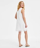 Charter Club Women's Lace-Trim 100% Linen Mini Dress, Exclusively at Macy's