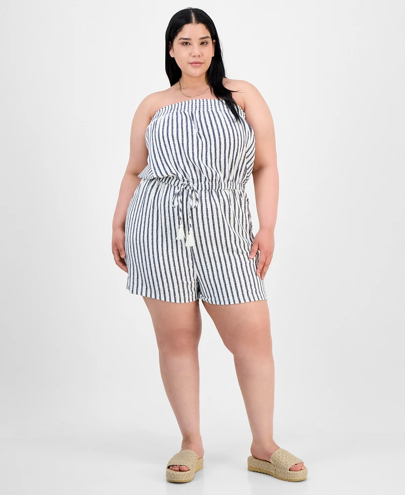 Derek Heart Trendy Plus Striped Strapless Romper