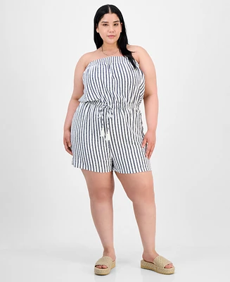 Derek Heart Trendy Plus Striped Strapless Romper