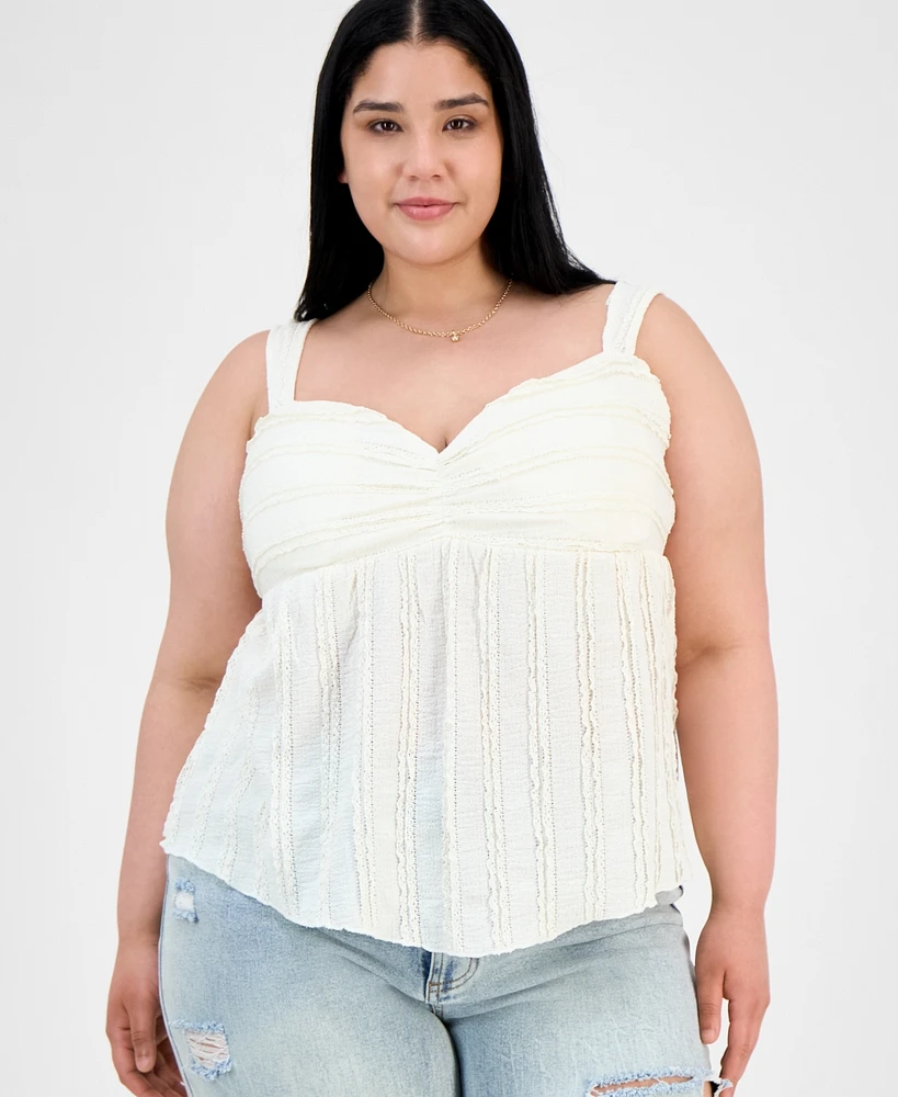 Derek Heart Trendy Plus Lace-Trim Sweetheart-Neck Tank