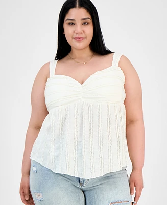 Derek Heart Trendy Plus Lace-Trim Sweetheart-Neck Tank