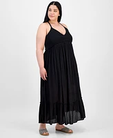 Absolutely Famous Trendy Plus Smocked X-Back Maxi Dress