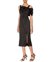 White Tie by Shani Women's Bow-Trim Satin Midi Dress